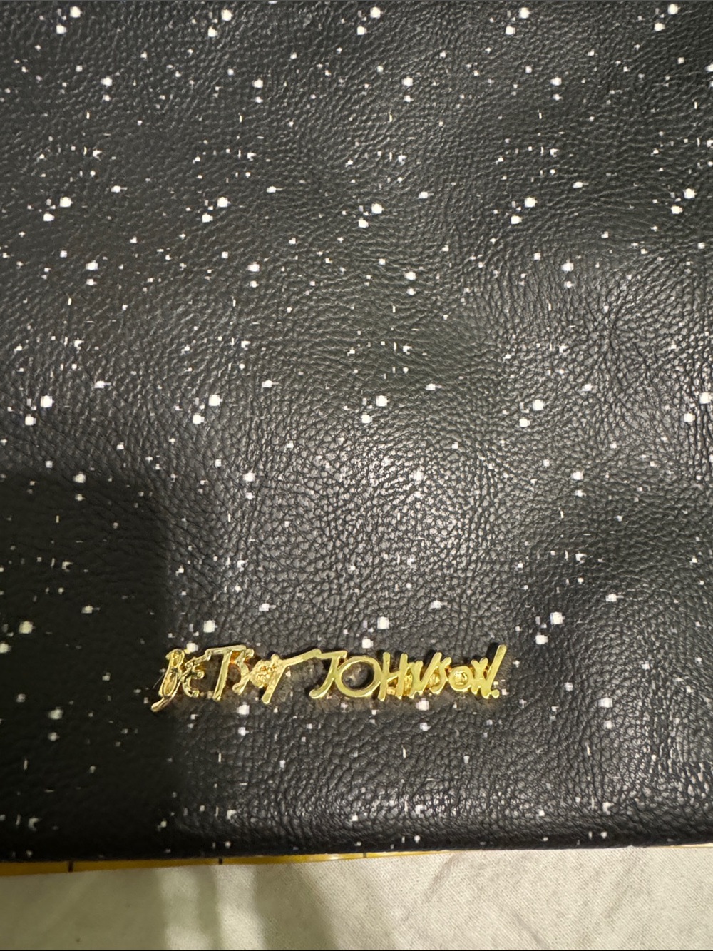 Betsey Johnson Black Wristlet with White Speckle & Checker Strap - Picture 2 of 6